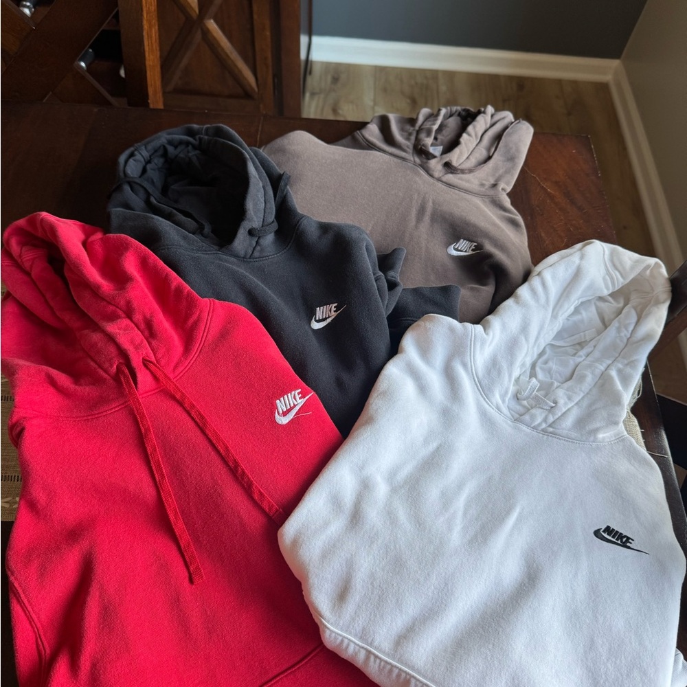 4 Nike Hoodies - Men’s Medium - Red, White, Black, Brown